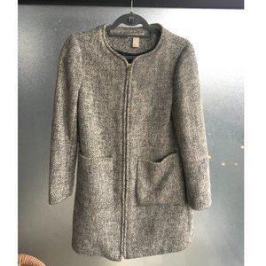 H&M Light Grey Tweed Coat - sz 8